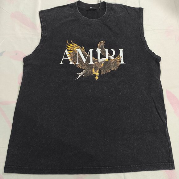 Amiri Black Sleeveless Eagle Graphic T-Shirt - Picture 1 of 5